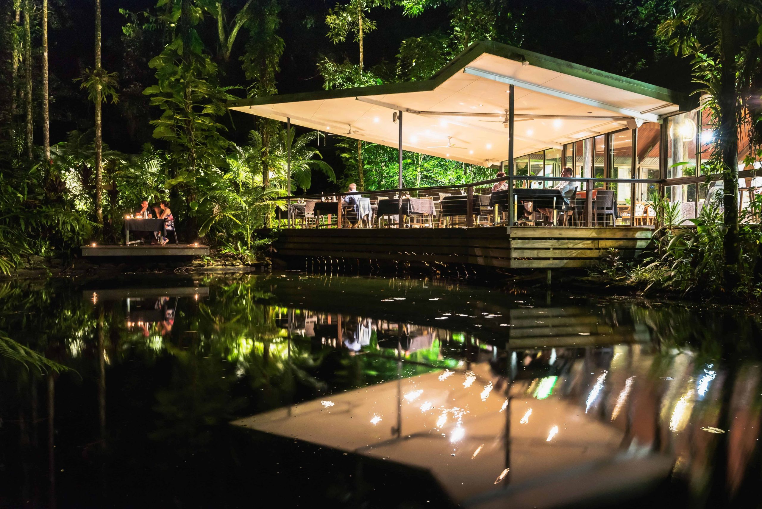 Daintree Ecolodge restaurant at night