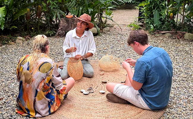 Basket weaving with Delissa Walker at Daintree Ecolodge